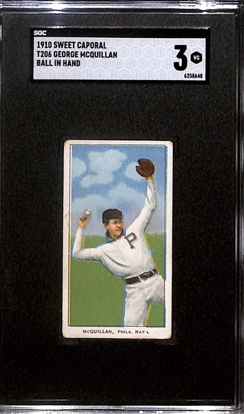 1910 T206 George McQuillan Ball in Hand - Sweet Caporal Back - 350 Subjects - SGC 3