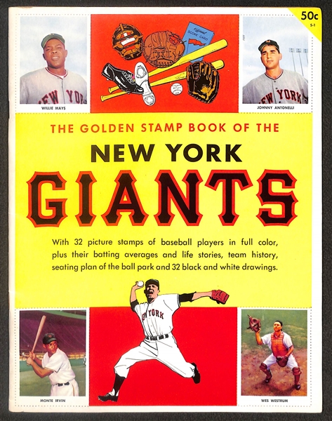 1955 New York Giants Golden Stamp Book w. Willie Mays - All Stamps Intact