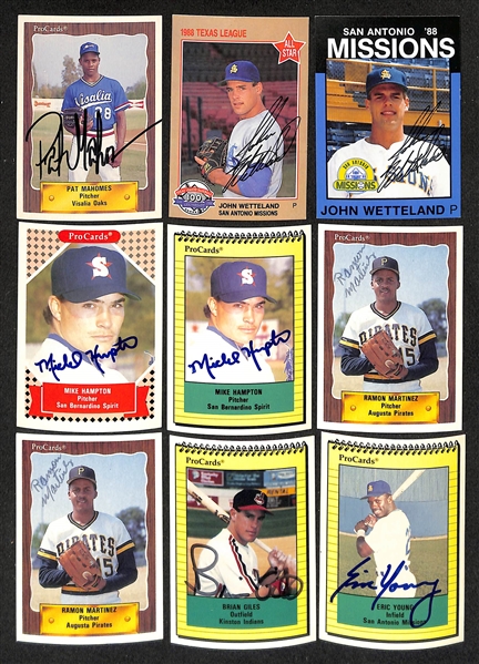 400+ Signed Minor League Baseball Cards Inc. Jeff Bagwell, Derek Lee, (3) Carlos Delgado, Kevin Brown, (2) Billy Bean, Chuck Knoblauch, Pat Mahomes, (2) John Wetteland, + (JSA Auction Letter)