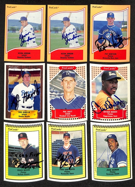 400+ Signed Minor League Baseball Cards Inc. Jeff Bagwell, Derek Lee, (3) Carlos Delgado, Kevin Brown, (2) Billy Bean, Chuck Knoblauch, Pat Mahomes, (2) John Wetteland, + (JSA Auction Letter)