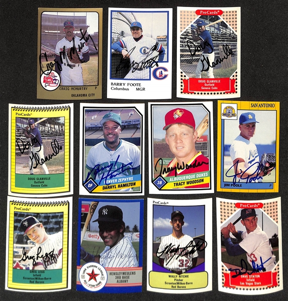 400+ Signed Minor League Baseball Cards Inc. Jeff Bagwell, Derek Lee, (3) Carlos Delgado, Kevin Brown, (2) Billy Bean, Chuck Knoblauch, Pat Mahomes, (2) John Wetteland, + (JSA Auction Letter)
