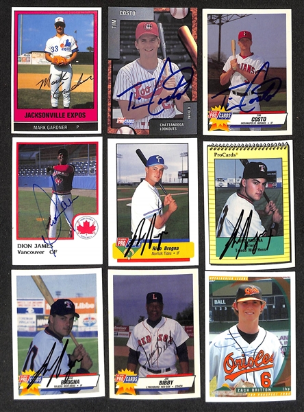 430+ Signed Minor League Baseball Cards Inc. Tom Glavine, (2) Todd Hollandsworth, (3) Shawn Green, (2) Bret Boone, Brian Snyder , + (JSA Auction Letter)