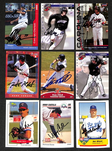 430+ Signed Minor League Baseball Cards Inc. Tom Glavine, (2) Todd Hollandsworth, (3) Shawn Green, (2) Bret Boone, Brian Snyder , + (JSA Auction Letter)