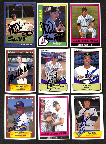 430+ Signed Minor League Baseball Cards Inc. Tom Glavine, (2) Todd Hollandsworth, (3) Shawn Green, (2) Bret Boone, Brian Snyder , + (JSA Auction Letter)