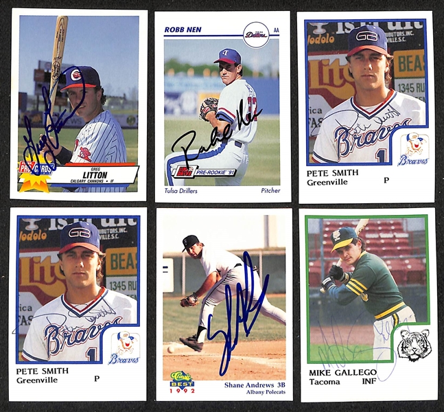 430+ Signed Minor League Baseball Cards Inc. Tom Glavine, (2) Todd Hollandsworth, (3) Shawn Green, (2) Bret Boone, Brian Snyder , + (JSA Auction Letter)