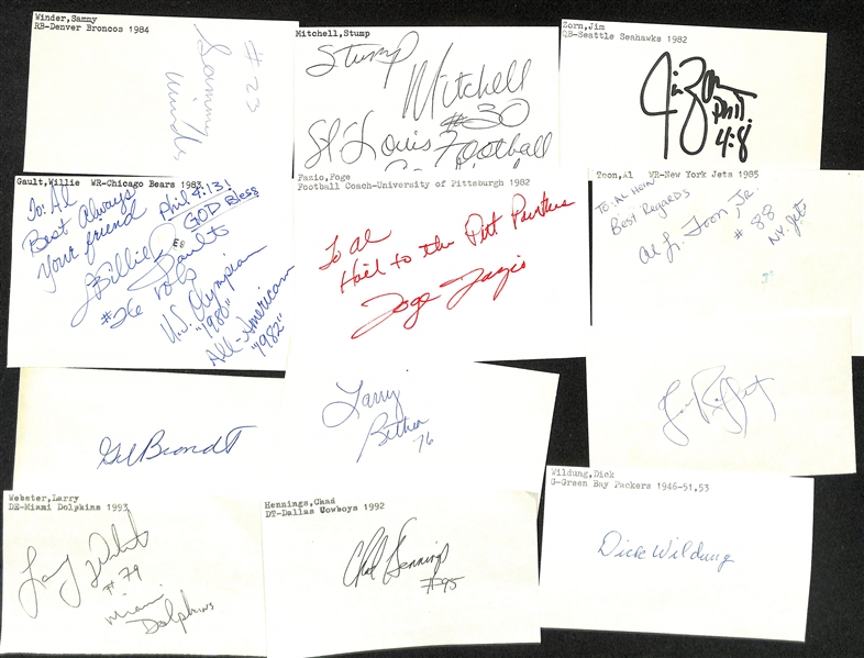 Lot of (100+) Signed Mostly Football Index Cards inc. Mike Ditka, Jeff Bostic, Leon Hart, Jimbo Covert, + (JSA Auction Letter)