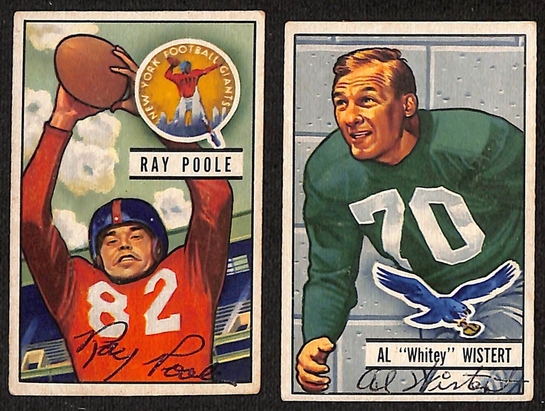 (10) Signed 1951-1954 Bowman Football Cards - Ray Poole, Al Wistert, Zollie Toth, Steve Meilinger, Dale Dodrill, Paul Barry, Darrell Hogan, Fred Cone, Al Carmichael, & Johnny Olszewski (JSA Auction...