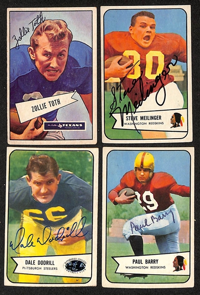 (10) Signed 1951-1954 Bowman Football Cards - Ray Poole, Al Wistert, Zollie Toth, Steve Meilinger, Dale Dodrill, Paul Barry, Darrell Hogan, Fred Cone, Al Carmichael, & Johnny Olszewski (JSA Auction...