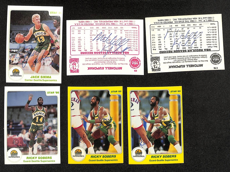 (31) Signed Basketball Cards Inc. (9) 1984-86 Star Company Cards (Sikma, 2 Kupchak, 4 Sobers, 2 Warrick), (3) 1986 Fleer (Sikma), + (JSA Auction Letter)