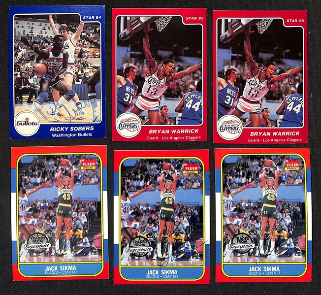 (31) Signed Basketball Cards Inc. (9) 1984-86 Star Company Cards (Sikma, 2 Kupchak, 4 Sobers, 2 Warrick), (3) 1986 Fleer (Sikma), + (JSA Auction Letter)