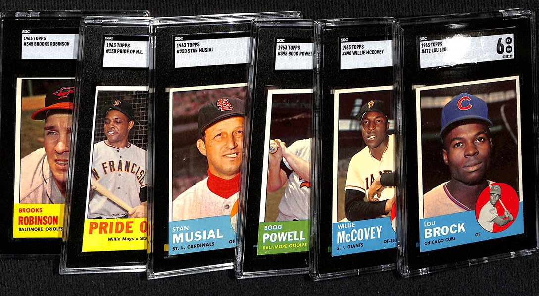 1963 Topps Baseball Partial Set - 516 of 576 Cards - w. #472 Lou Brock SGC 6 & #490 Willie McCovey SGC 6