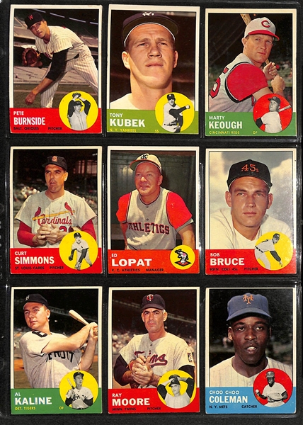 1963 Topps Baseball Partial Set - 516 of 576 Cards - w. #472 Lou Brock SGC 6 & #490 Willie McCovey SGC 6