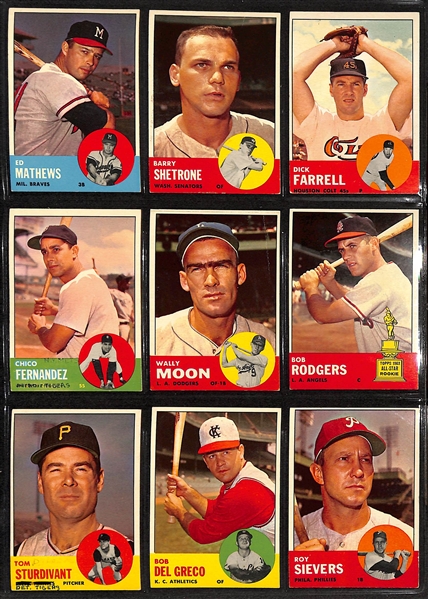 1963 Topps Baseball Partial Set - 516 of 576 Cards - w. #472 Lou Brock SGC 6 & #490 Willie McCovey SGC 6