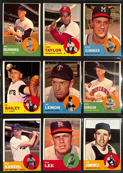 1963 Topps Baseball Partial Set - 516 of 576 Cards - w. #472 Lou Brock SGC 6 & #490 Willie McCovey SGC 6