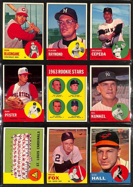 1963 Topps Baseball Partial Set - 516 of 576 Cards - w. #472 Lou Brock SGC 6 & #490 Willie McCovey SGC 6