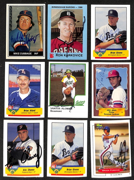 450+ Signed Minor League Baseball Cards w. Andy Pettitte, Al Holland, Dante Bichette, Charlie Hayes, Billy Ripken, Devon White, Gerald Young, Johnny Sain,+ (JSA Auction Letter)