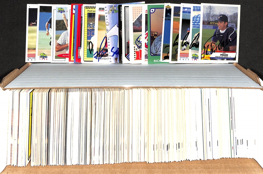 500+ Signed Minor League Baseball Cards w. Jorge Posada, (3) Carlos Delgado, Derek Lee, Johnny Sain, David Segui, + (JSA Auction Letter)