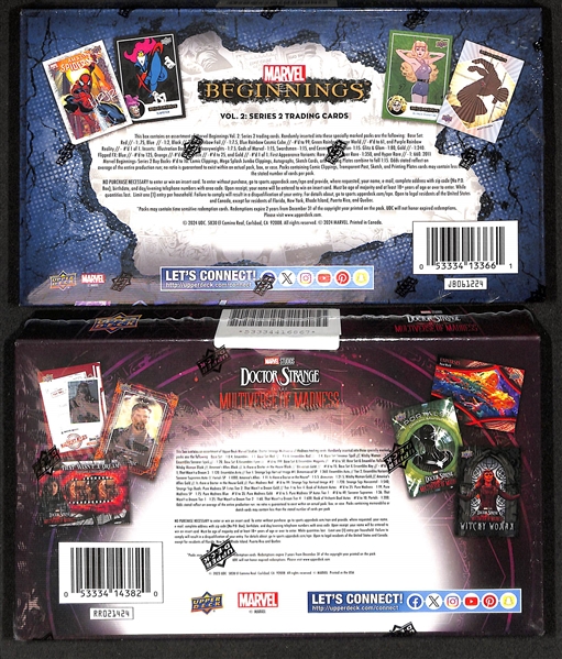 Lot of (2) Factory Sealed Marvel Hobby Boxes w. 2024 Upper Deck Marvel Beginnings Vol. 2 & 2023 Upper Deck Doctor Strange in the Multiverse of Madness