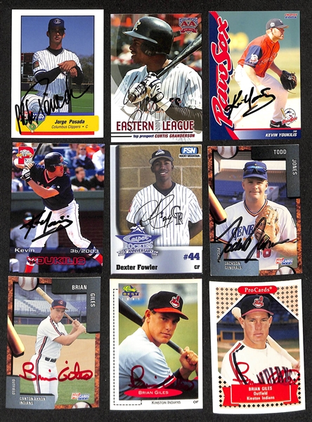 450+ Signed Minor League Baseball Cards w. Jorge Posada, Curtis Granderson, (2) Kevin Youkilis, Dexter Fowler, More (JSA Auction Letter)