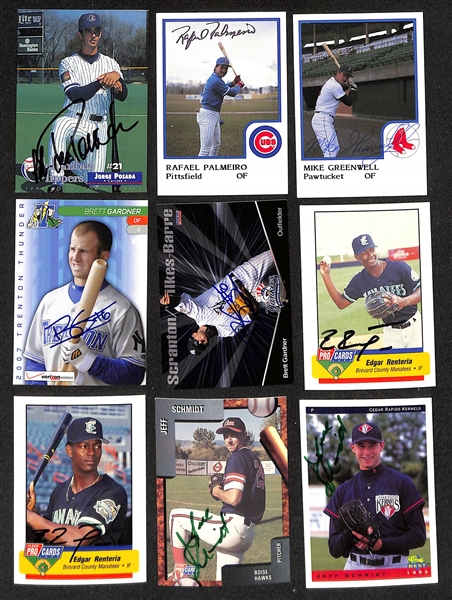 450+ Signed Minor League Baseball Cards w. Jorge Posada, Rafael Palmeiro, Mike Greenwell, (2) Brett Gardner, (2) Edgar Renteria, (5) Jeff Schmidt, (3) Phil Nevin,(3)  Jim Lindeman, + (JSA Auction...
