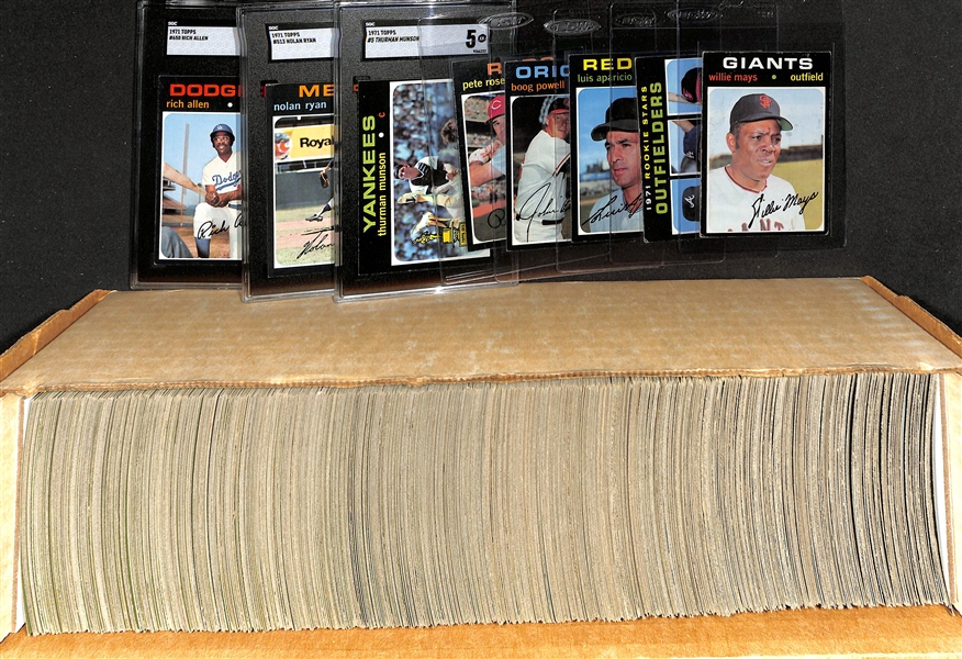 Complete 1971 Topps Baseball Card Set - All 752 Cards!  Includes 4 Graded Cards w. Roberto Clemente PSA 4, Richie Allen (SGC 6), Nolan Ryan (SGC 5), & Thurman Munson (SGC 5)