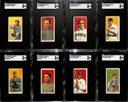 (8) 1910 T206 Piedmont Cigarettes Tobacco Cards (Each Graded SGC 3) - Thornton, Dorner, Rudolph, Warhop, Lundgren (KC), OLeary (Portrait), Hannifan, Stanage