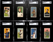 (8) 1909-11 T206 Piedmont Cigarettes Tobacco Cards (Each Graded SGC 3) - McIntyre (Brooklyn), Street (Portrait), G. Brown (Washington), Mitchell, Jones (Portrait), Kleinow (NY w. Bat), Starr,  Ritter
