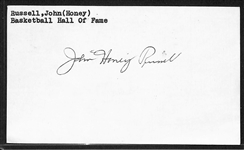 Rare John "Honey" Russell (Basketball HOF, d. 1973) Signed Index Card (JSA Auction Letter)