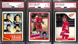 (3) Graded Hockey Cards Inc. Bobby Orr PSA/DNA Certified Autographs & 1984 OPC Steve Yzerman Rookie (PSA 6)