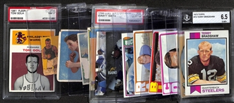 Lot of (13) 1910-1999 Sports Cards w. 1973 Topps Terry Bradshaw BGS 6.5 & 1961 Fleer Tom Gola PSA 7