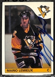 1985-86 O-Pee-Chee Mario Lemieux Signed Rookie Card (JSA Auction Letter)