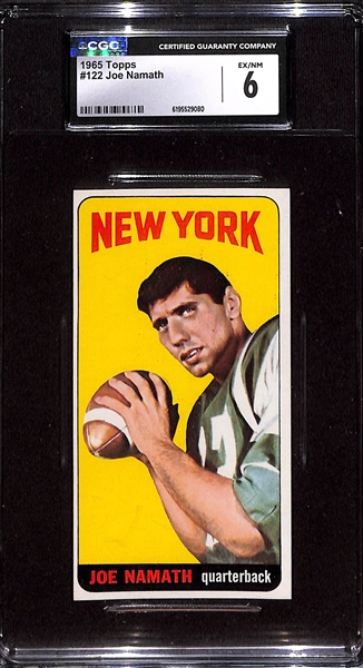 High-Quality 1965 Topps Joe Namath Rookie Card #122 Graded CGC 6