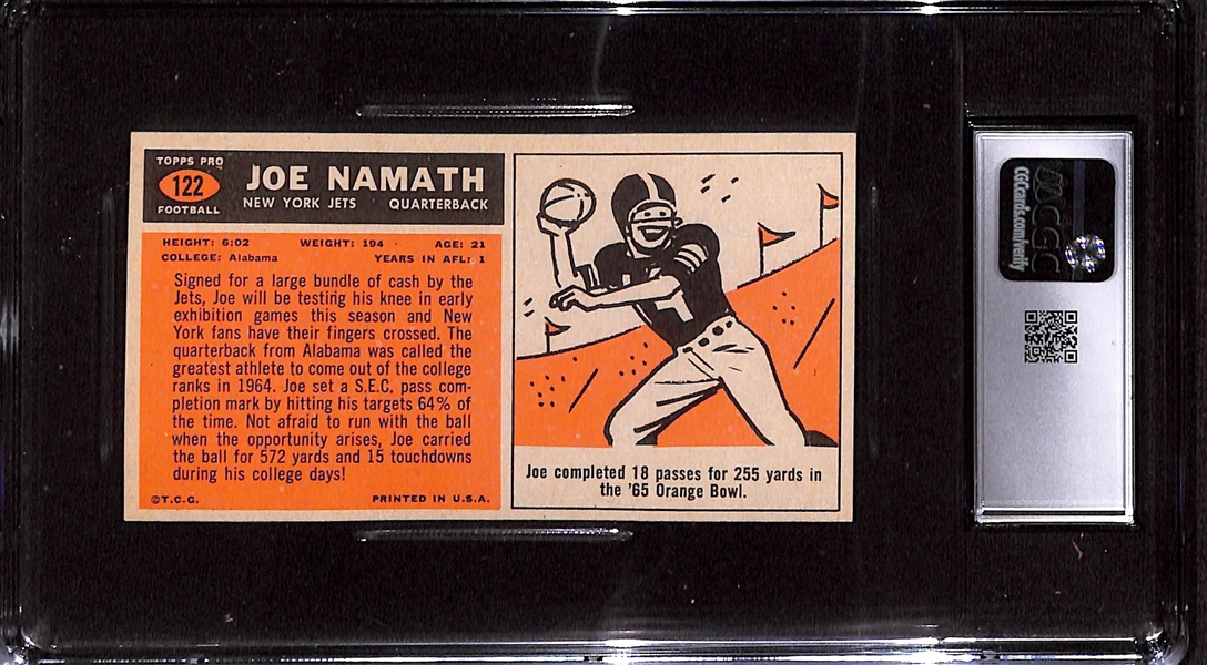 High-Quality 1965 Topps Joe Namath Rookie Card #122 Graded CGC 6