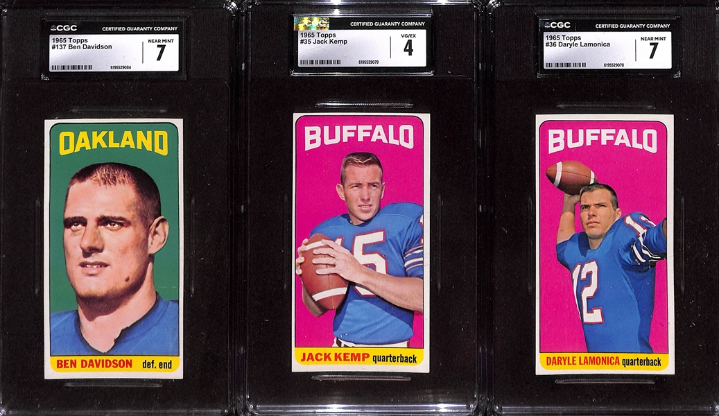 1965 Topps Football Lot - w. Willie Brown (CGC 8) & Fred Biletnikoff (CGC 6) Rookies