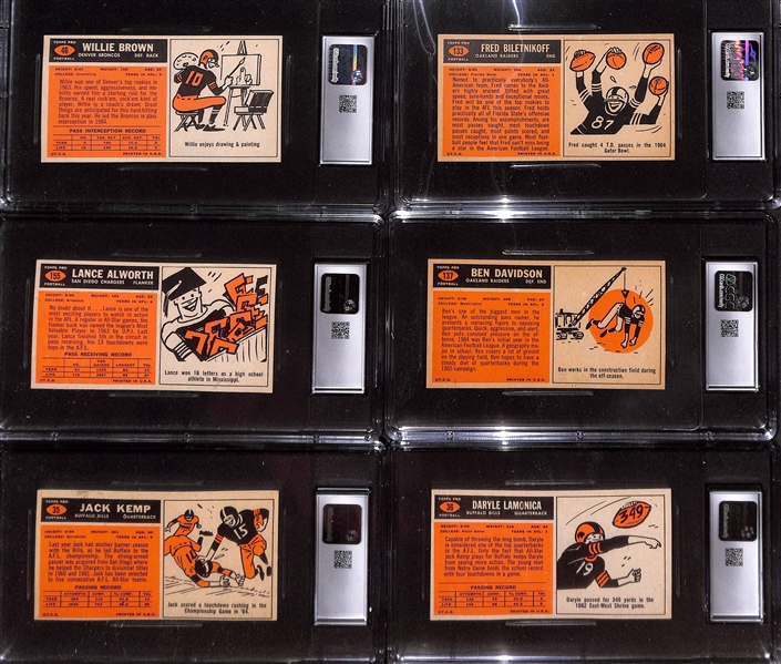 1965 Topps Football Lot - w. Willie Brown (CGC 8) & Fred Biletnikoff (CGC 6) Rookies