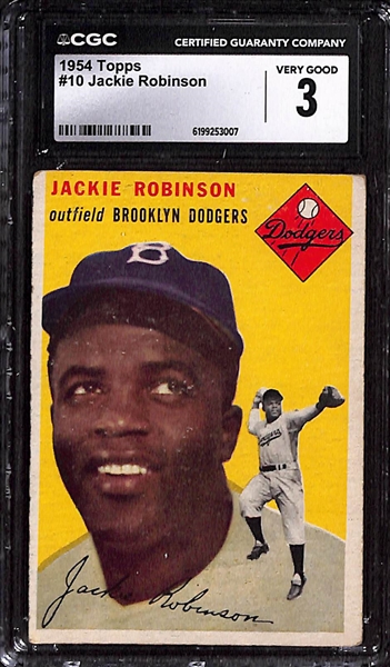 Lot of (3) Jackie Robinson Cards - (2) 1954 Topps #10 CGC 3/2.5 & (1) 1955 Topps #50 CGC 3