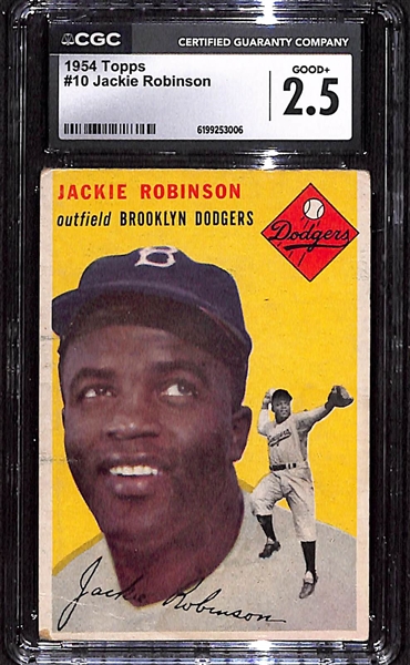 Lot of (3) Jackie Robinson Cards - (2) 1954 Topps #10 CGC 3/2.5 & (1) 1955 Topps #50 CGC 3