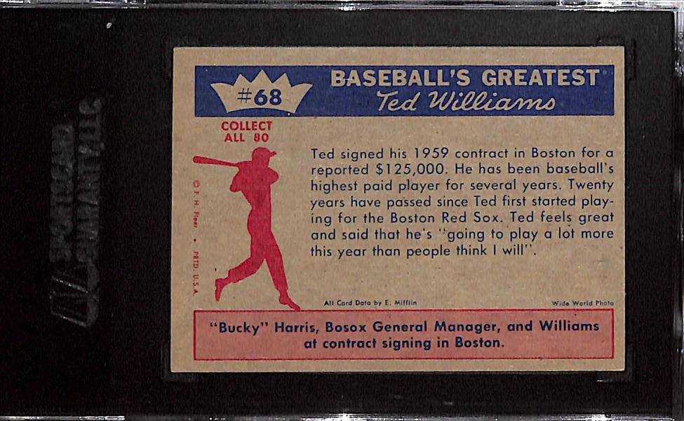 1959 Fleer Ted Williams #68 - Ted Signs For - SGC 8