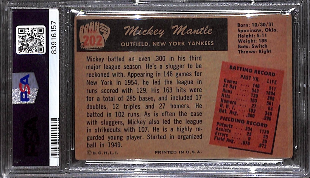 1955 Bowman Mickey Mantle #202 PSA 2