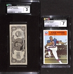 Football Rookie Lot - 1966 Philadelphia Gale Sayers #38 (CGC 7) & 1962 Topps Bucks Fran Tarkenton #33 (CGC 3)