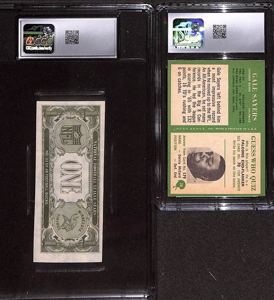 Football Rookie Lot - 1966 Philadelphia Gale Sayers #38 (CGC 7) & 1962 Topps Bucks Fran Tarkenton #33 (CGC 3)