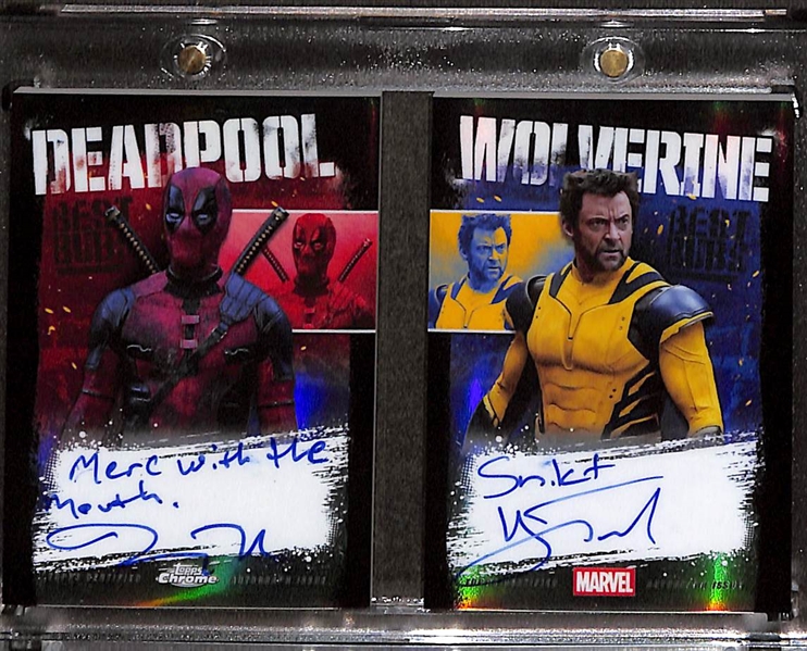 2025 Topps Chrome Deadpool Ryan Reynolds/Hugh Jackman Dual Inscribed Autograph Booklet Card