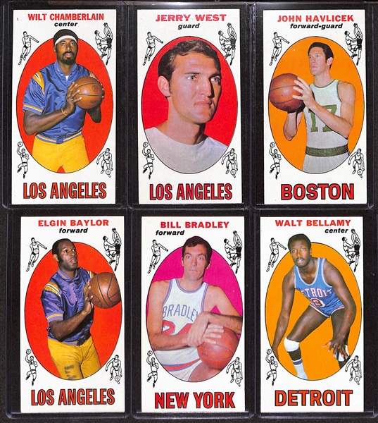 Lot of (6) 1969 Topps Basketball Cards w. Chamberlain & (6) 1969 Topps Hockey w. Phil Esposito