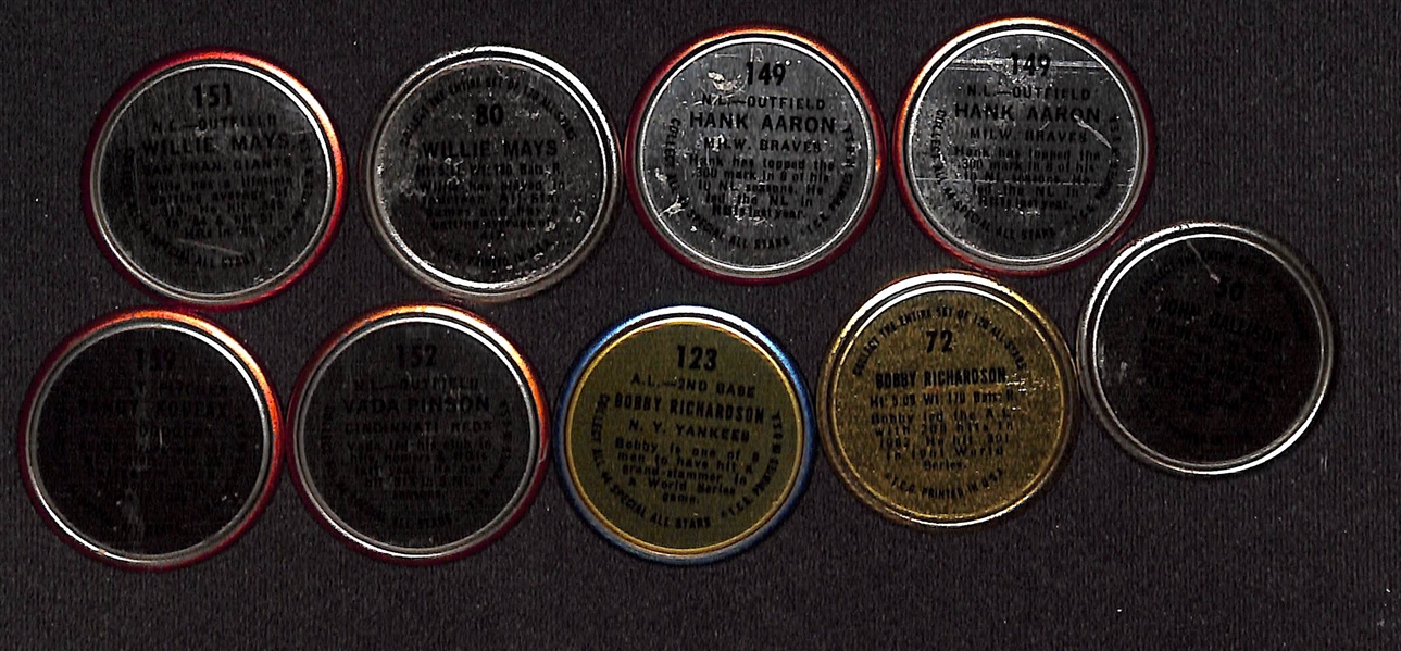  Lot of (9) 1964 Topps Coins w. (2) Willie Mays & (2) Hank Aaron