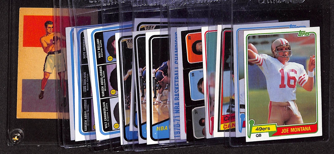 1956-1984 Mixed Sport Lot of (16) Cards w. 1981 Topps Joe Montana Rookie Card
