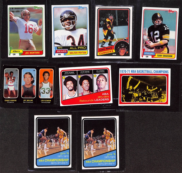 1956-1984 Mixed Sport Lot of (16) Cards w. 1981 Topps Joe Montana Rookie Card