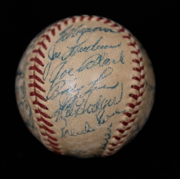  1952 Brooklyn Dodgers Team Signed Mini Baseball w. Roy Campanella (JSA Auction Letter)