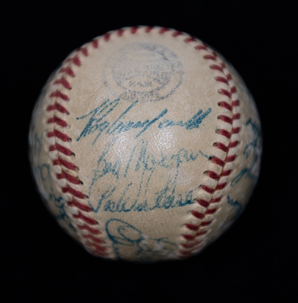  1952 Brooklyn Dodgers Team Signed Mini Baseball w. Roy Campanella (JSA Auction Letter)