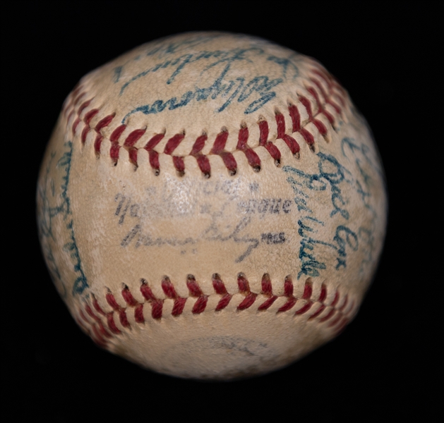  1952 Brooklyn Dodgers Team Signed Mini Baseball w. Roy Campanella (JSA Auction Letter)
