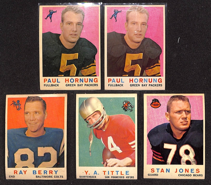  Lot of (50) 1959 Topps Football Cards w. (2) Paul Hornung Cards